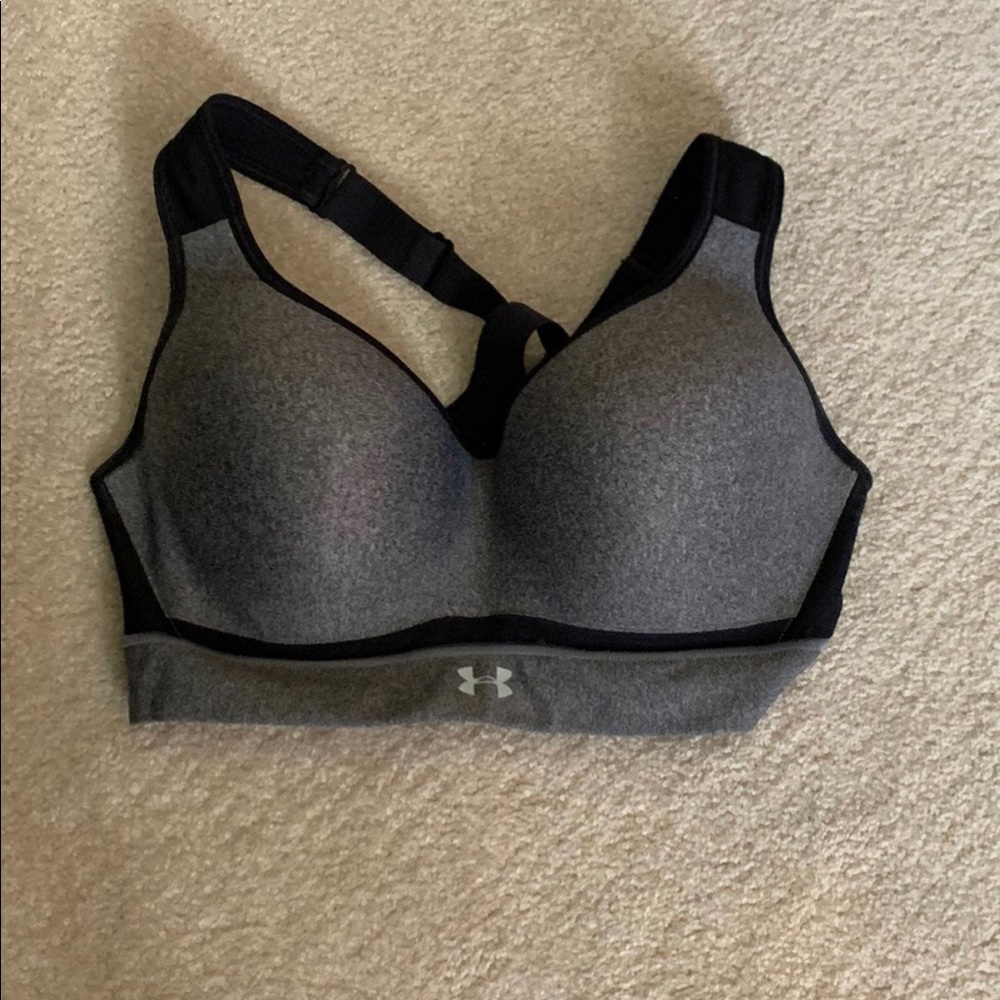 34D black grey under armor sports bra